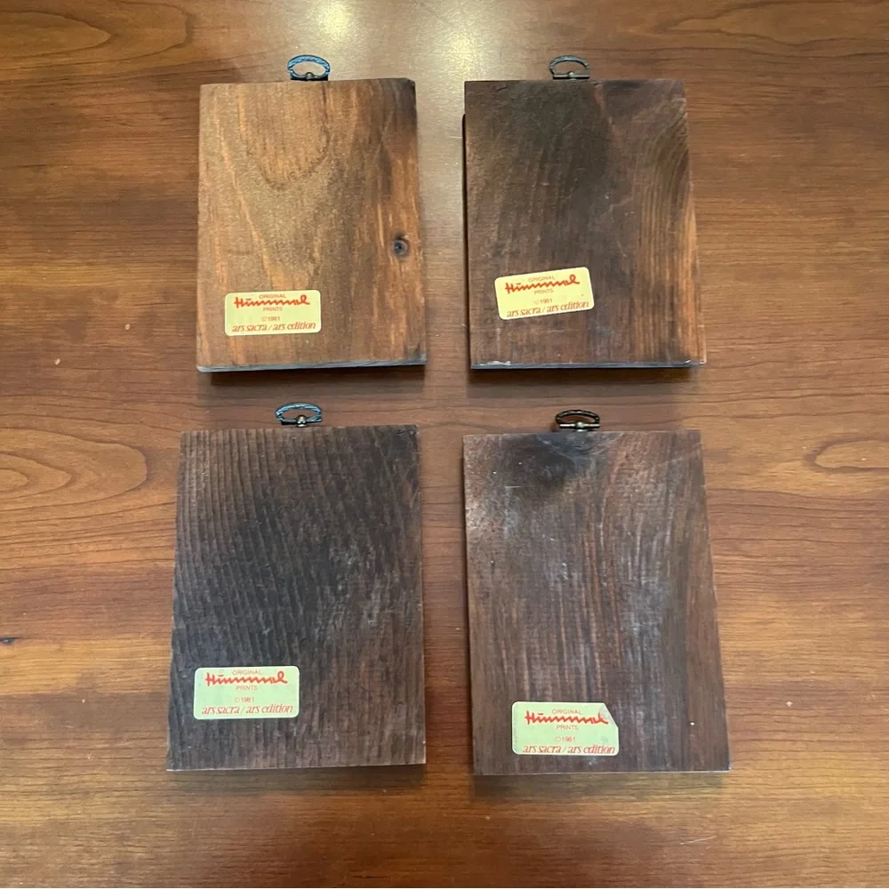 Vintage Hummel Wooden Decorative Wall Plaques Cottage Core Decor Set of 4